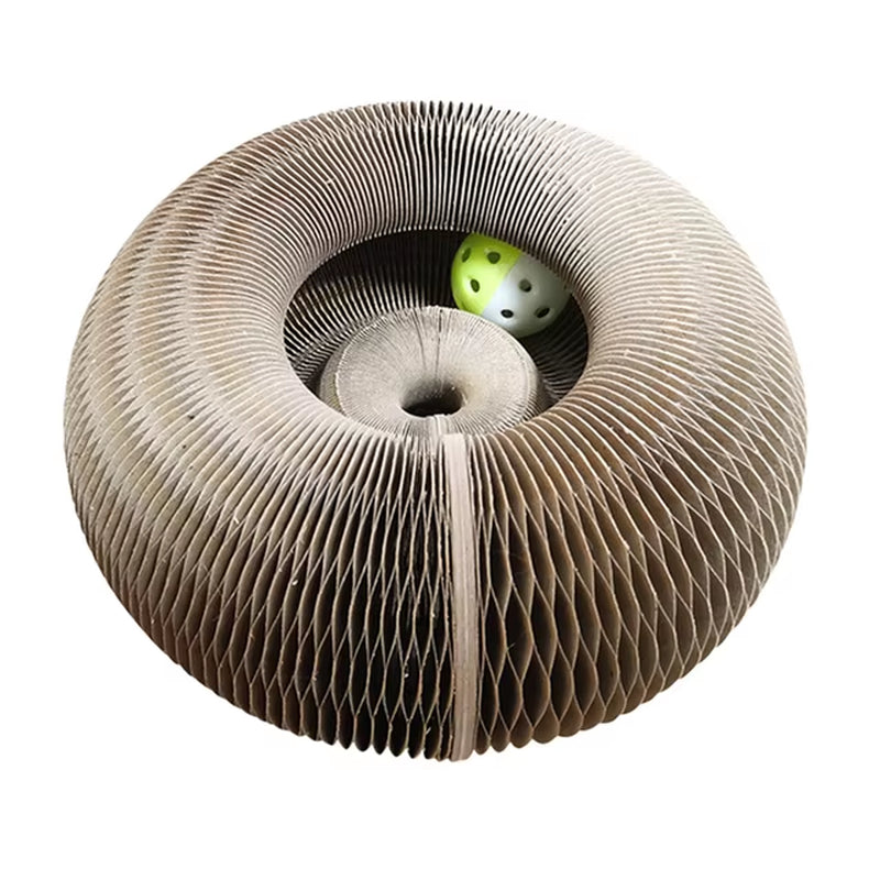 Magic Organ Cat Scratcher – Round Corrugated Scratch Toy for Claw Care & Play