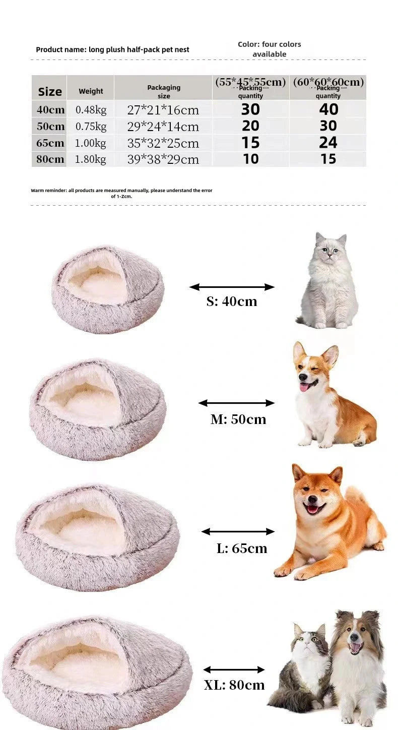 Round Donut Calming Dog & Cat Bed with Hooded Blanket – Anti-Anxiety Cozy Cave Bed