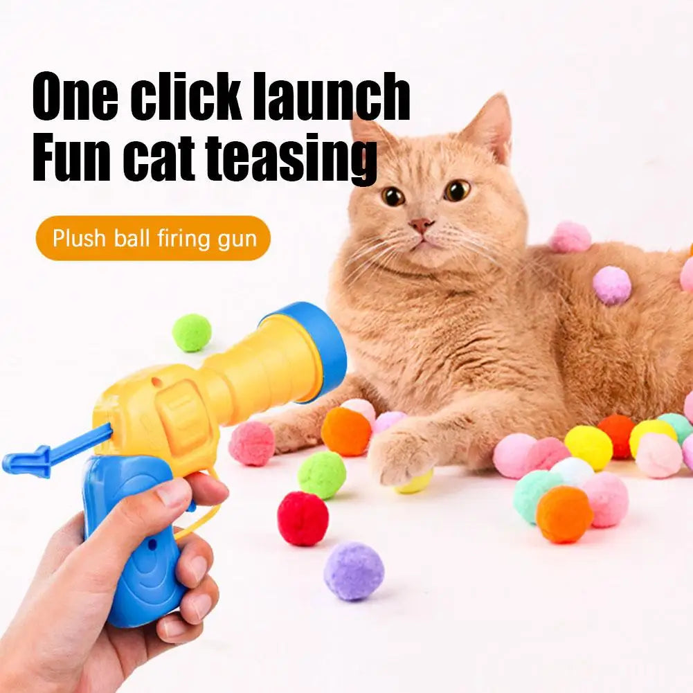 Interactive Cat Toy Launcher – Plush Ball Shooting Game for Kittens & Playful Cats