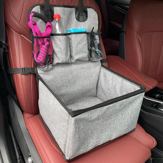 Dog Car Booster Seat – Secure Front Seat with Storage Pockets for Small to Medium Dogs