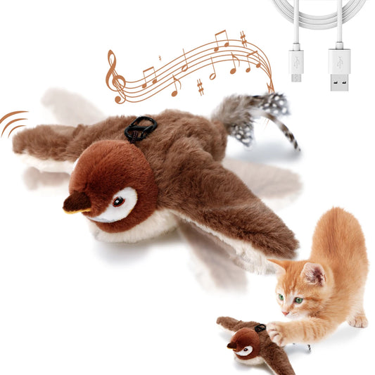 Flapping Bird Cat Toy – Realistic Sound & Catnip-Powered Plush for Indoor Fun