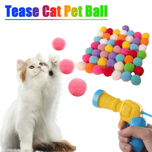 Interactive Cat Toy Launcher – Plush Ball Shooting Game for Kittens & Playful Cats