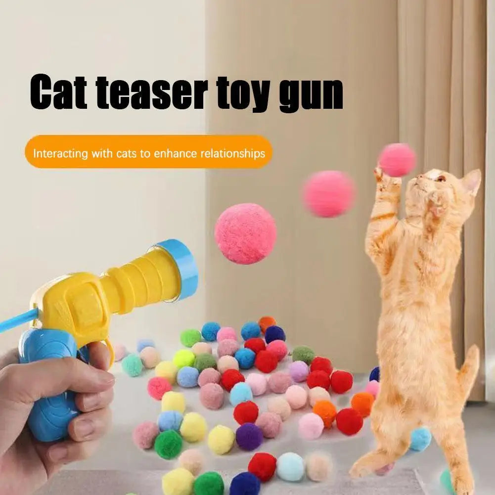 Interactive Cat Toy Launcher – Plush Ball Shooting Game for Kittens & Playful Cats