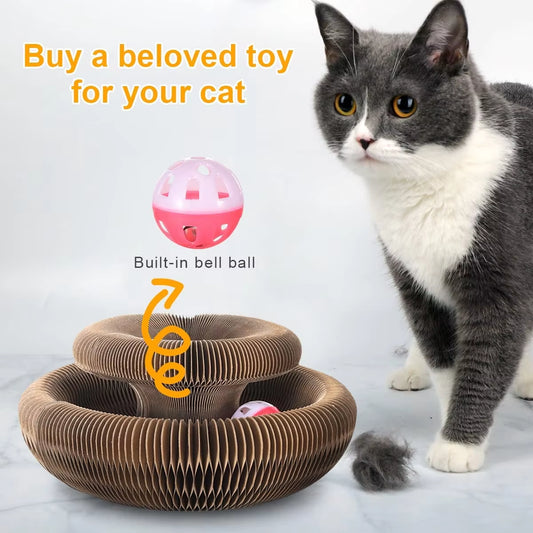 Magic Organ Cat Scratcher – Round Corrugated Scratch Toy for Claw Care & Play